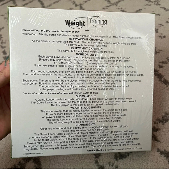 NEW VINTAGE 1995 Sealed in Box Child’s Play Weight Training Card Game - Picture 4 of 6